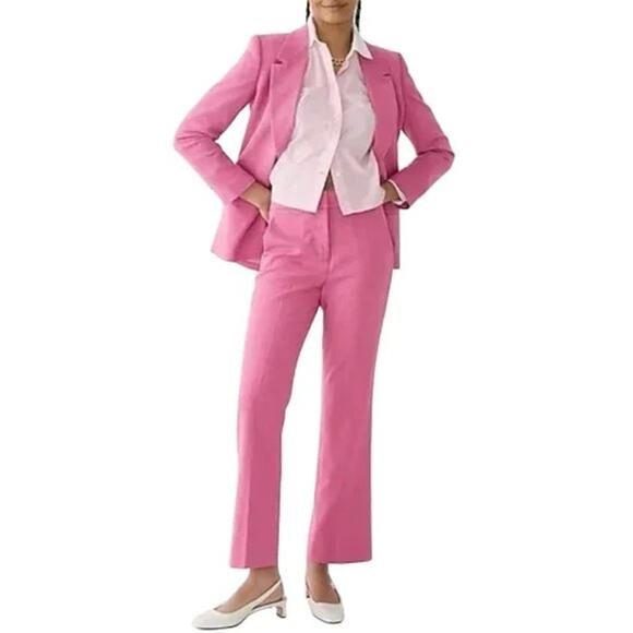 NEW J.CREW Willa Cropped Flare Italian Wool Trouser Pants in Dahlia Pink SZ 4 - Picture 1 of 12